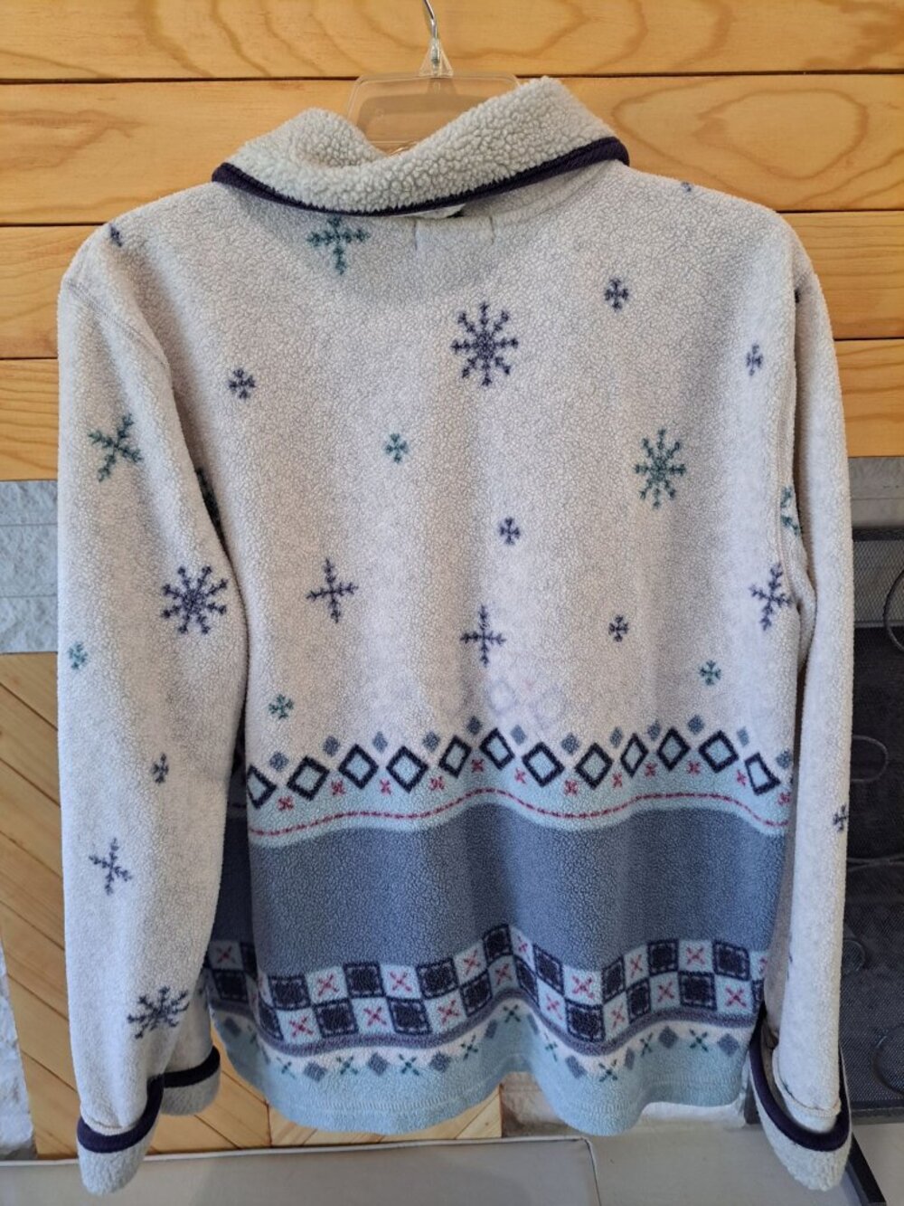 Jennifer Moore Snowflake Tree Fleece Button Up Jacket Medium Embroidered 3D - Picture 6 of 11